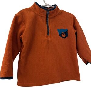 Cat & Jack Toddler Burnt Orange Quarter-Zip Fleece Pullover – Size 2T, Blue Bear